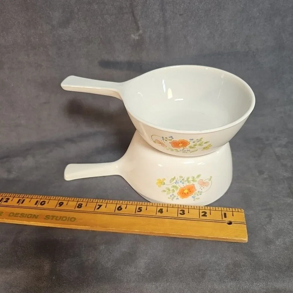 Vtg CORNINGWARE Wildflower P-82-B 1.5P SAUCE PAN & P-81-B 1P Sauce-skillet/1-Lid